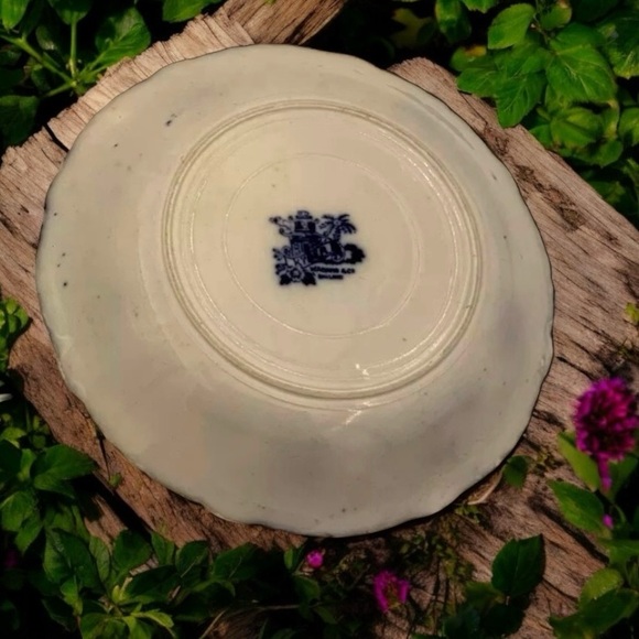 Antique Pair English Kyber Flow Blue Serving Bowls By W Adams And Co. Set of Two - Picture 9 of 12